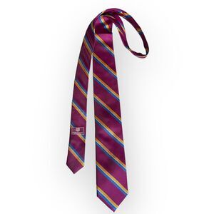 Haines & Bonner of London Purple Diagonal Stripe 100% Silk Handmade Neck Tie